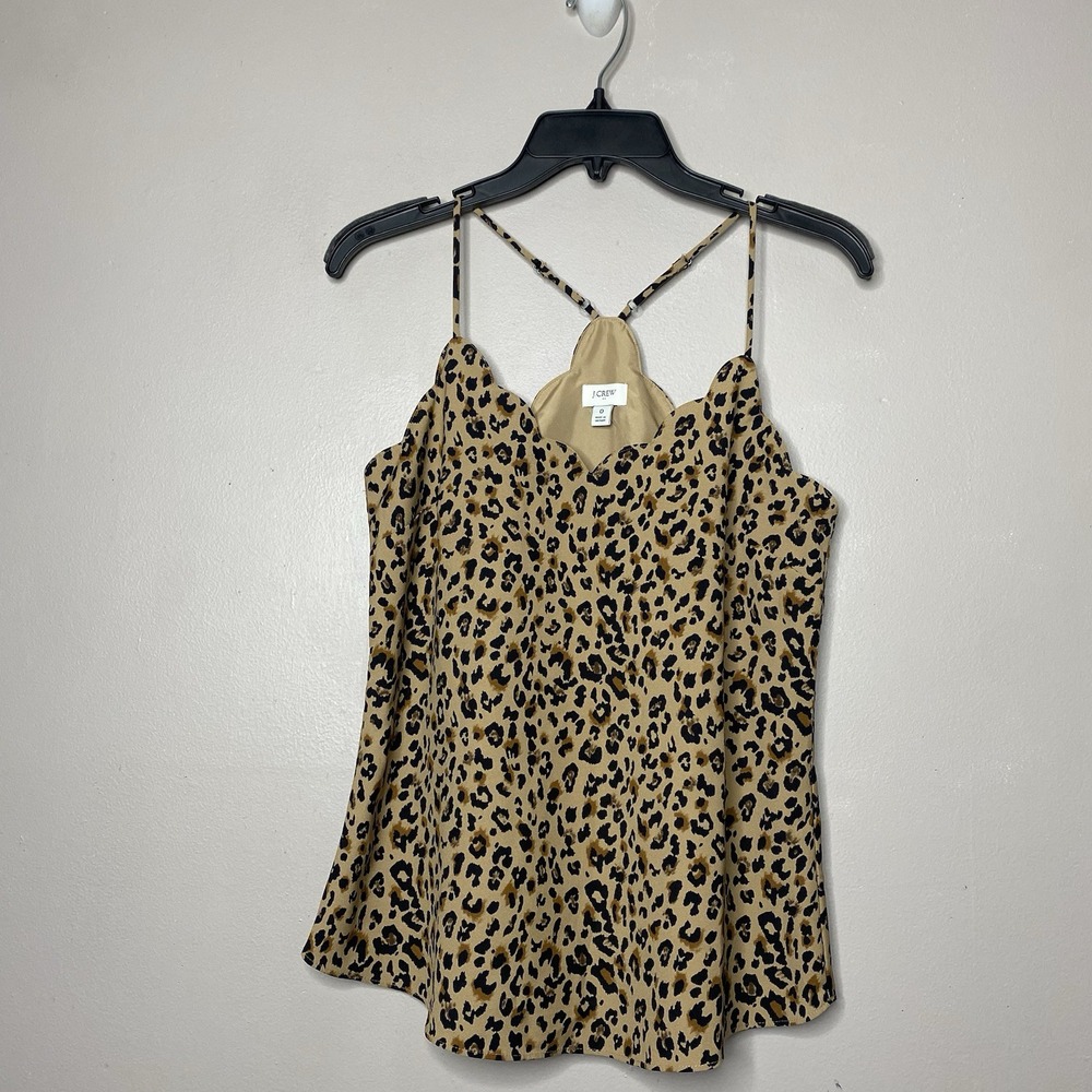 J. Crew Leopard Print Scallop Edge Tank Top Women's Size 0‎